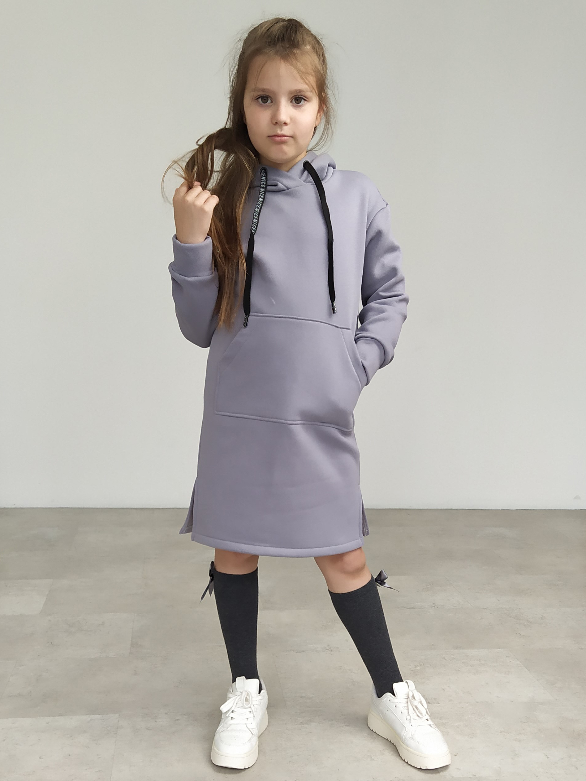 Акція на Дитяча тепла сукня для дівчинки Ласточка 23_1034 134-140 см Сіра від Rozetka