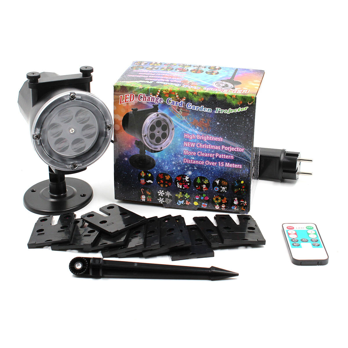 

Новогодний лазерный проектор уличный для дома для улицы с пультом Christmas Laser Projector 12 картриджей