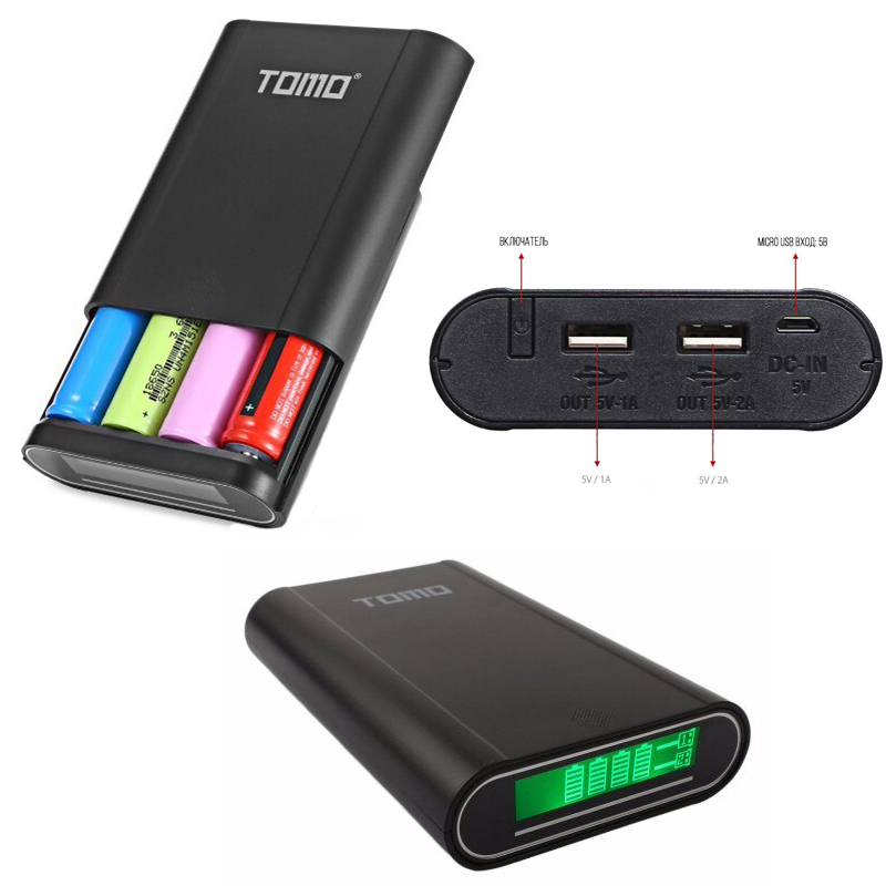 

Power Bank Внешний Аккумулятор (корпус) для телефона с LCD дисплеем TOMO M4 с зарядкой 2в1