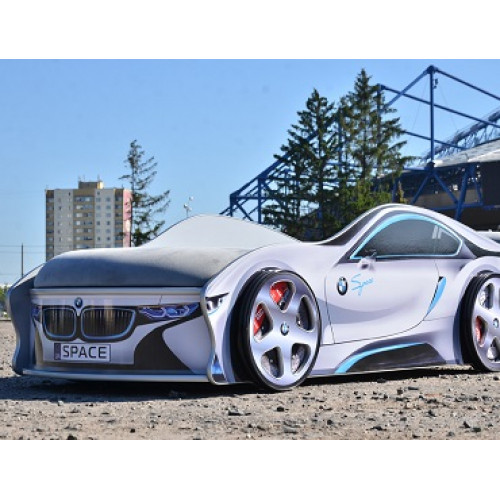 

Кровать машина BMW space серая 70х150 с подъемным механизмом