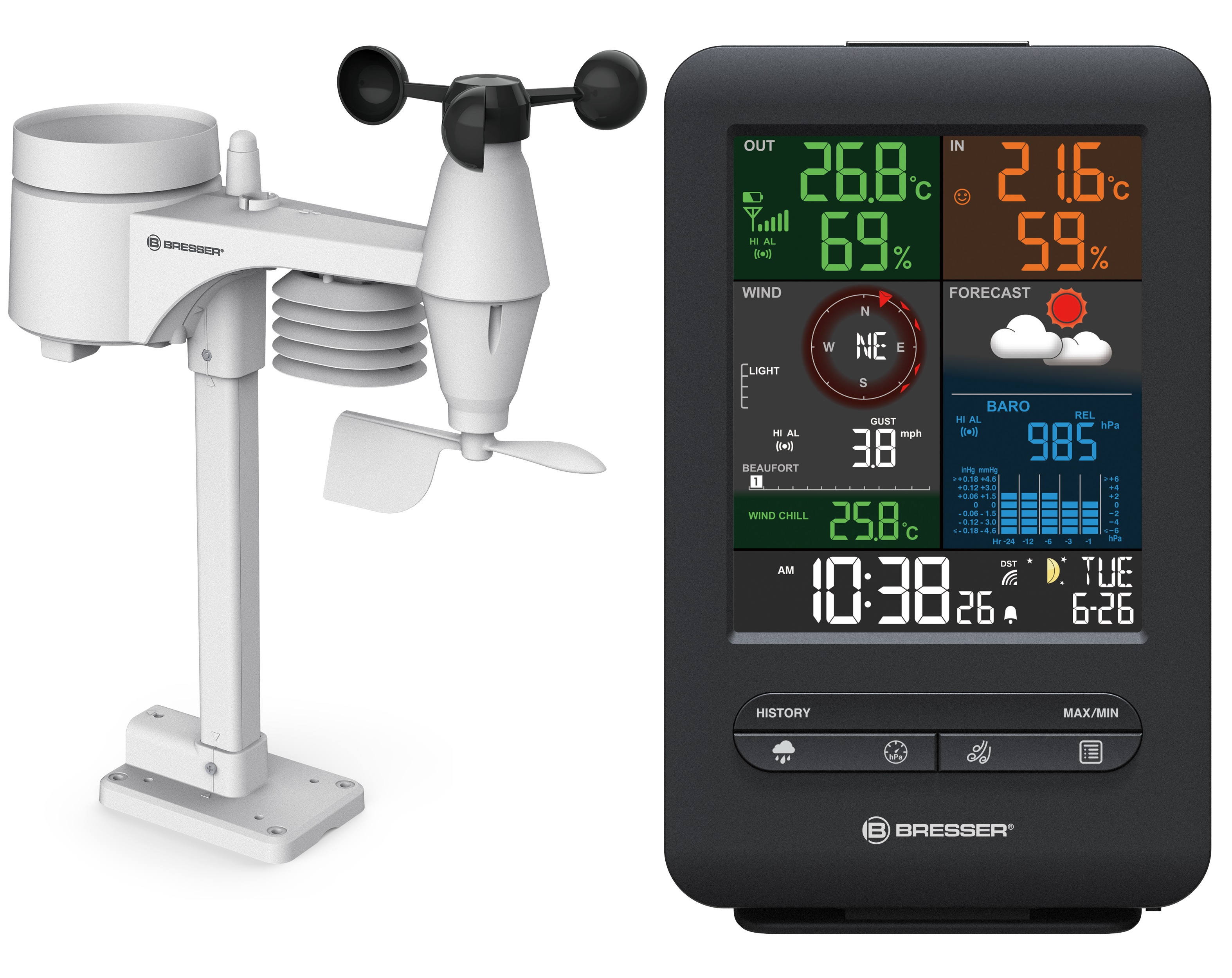 BRESSER MeteoTemp WTM Wireless Weather Station with Indoor/Outdoor  Temperature Sensor - 7007510