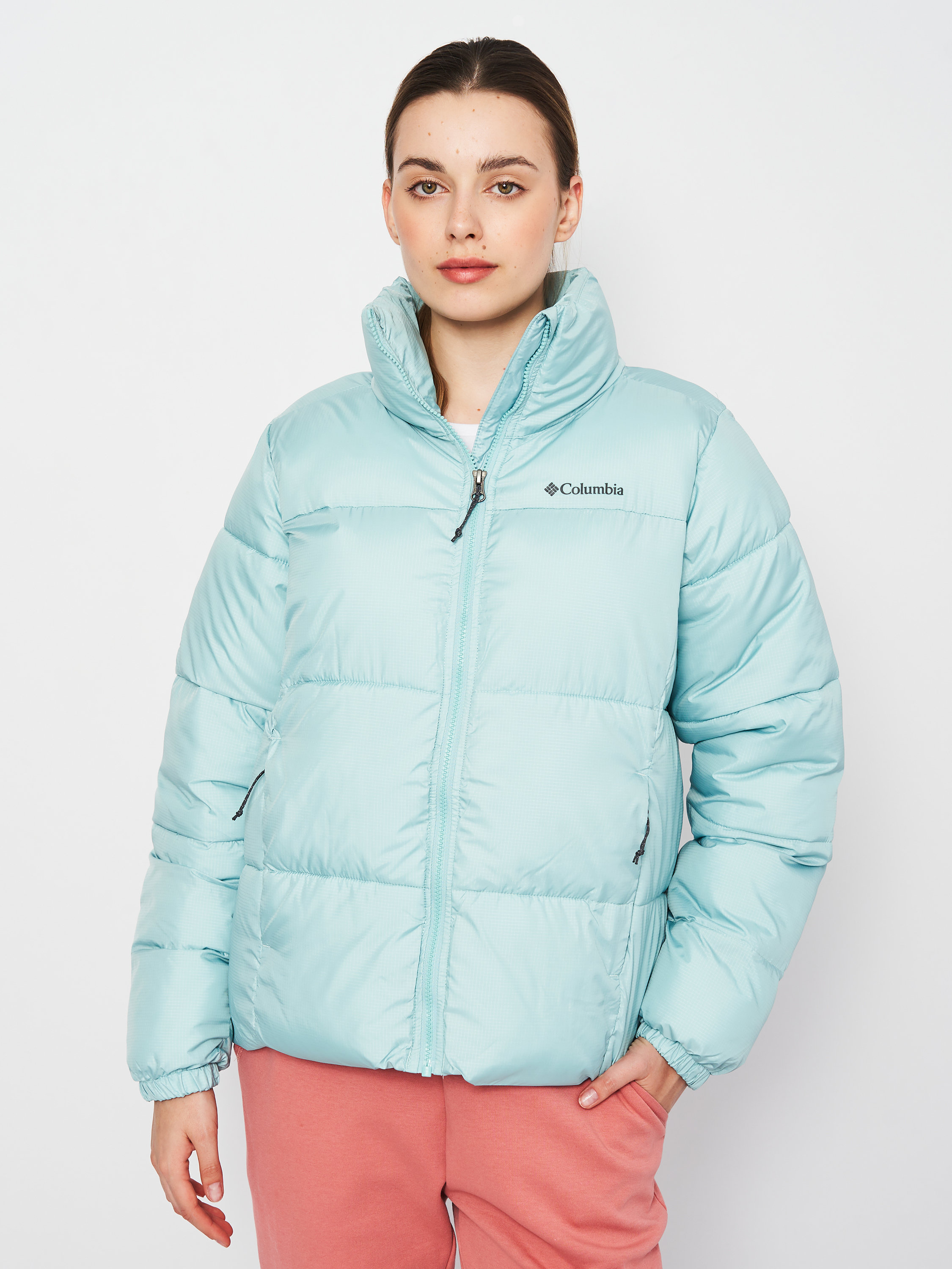 Акція на Куртка зимова коротка жіноча Columbia Puffect Jacket 1864781-321 XS Бірюзова від Rozetka