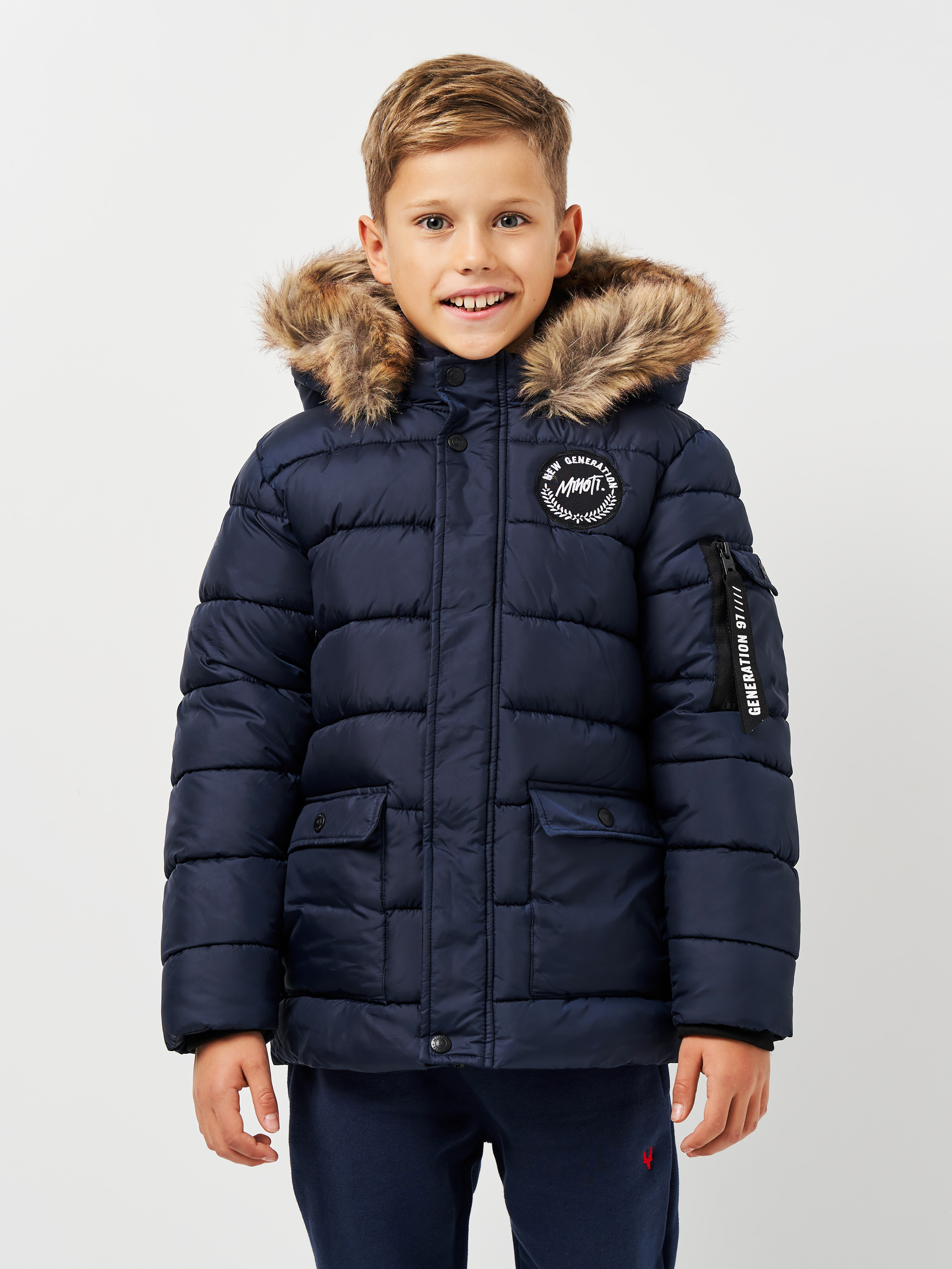 Акция на Дитяча зимова довга куртка для хлопчика Minoti 15coat 46 39616JNR 110-116 см Синя от Rozetka