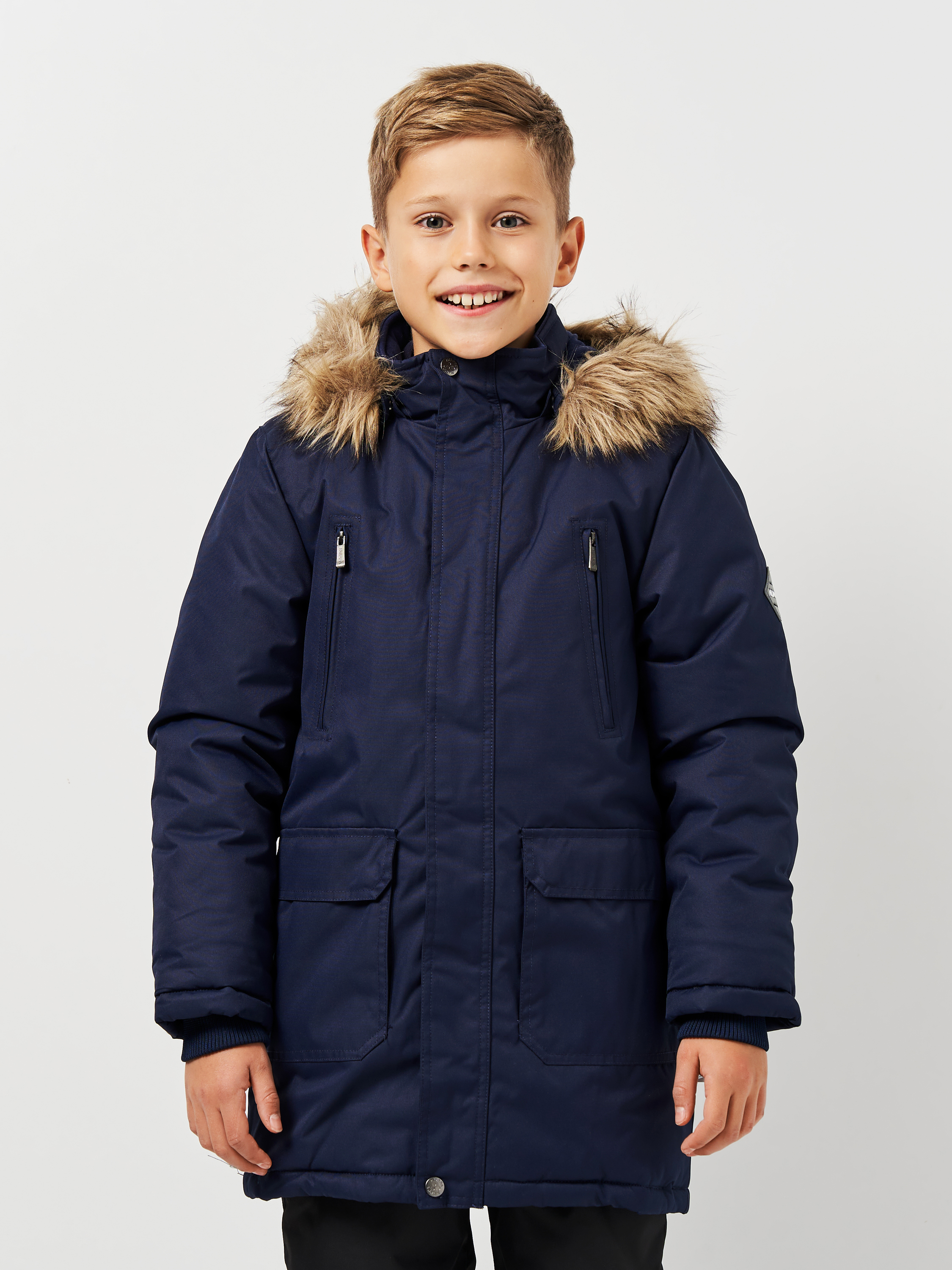 Акція на Дитяча зимова куртка-парка для хлопчика Huppa Roman 2 12380230-00086 122 см Темно-синя від Rozetka