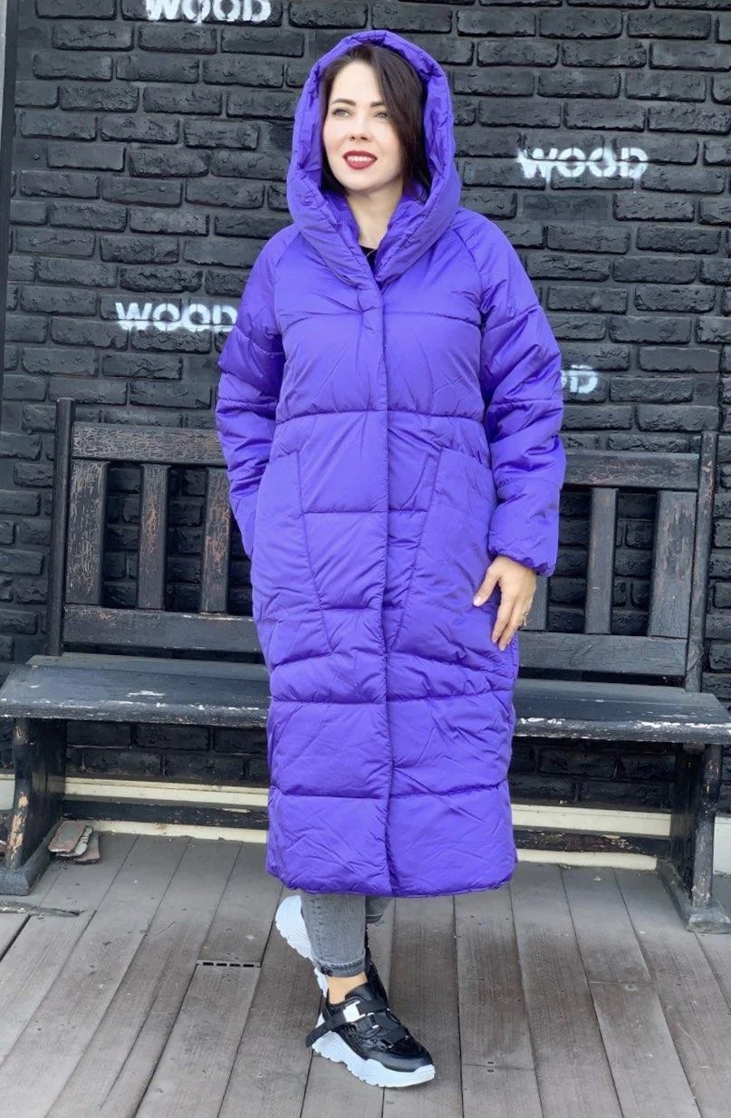 

Пуховик кокон MaLika длинный зимний в стиле одеяло 42-44 Синий арт. M500