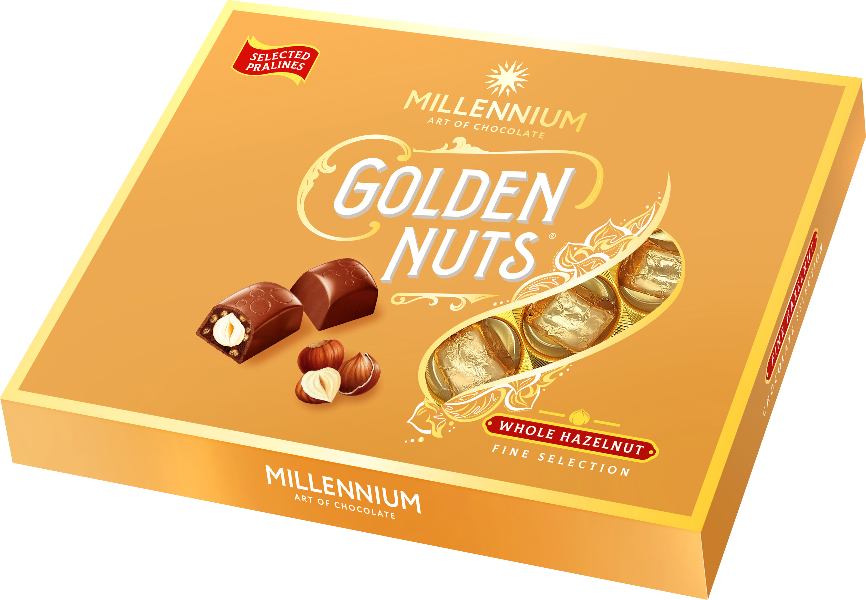 Конфеты Millennium Golden Nut с Начинкой и Цельным лесным орехом 130 г ...