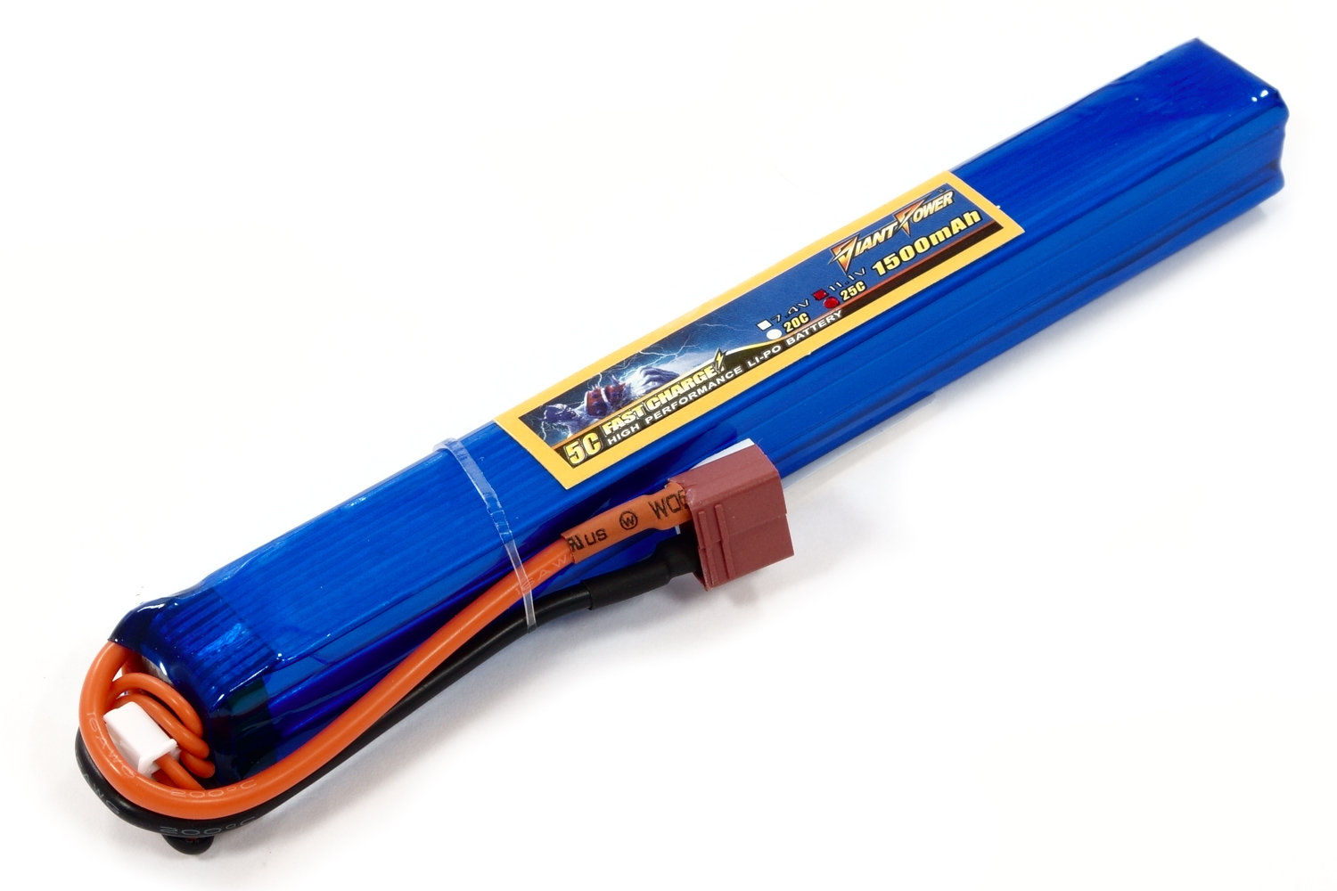 

Аккумулятор для страйкбола Giant Power (Dinogy) Li-Pol 11.1V 3S 1500mAh 25C 20х19х167мм T-Plug