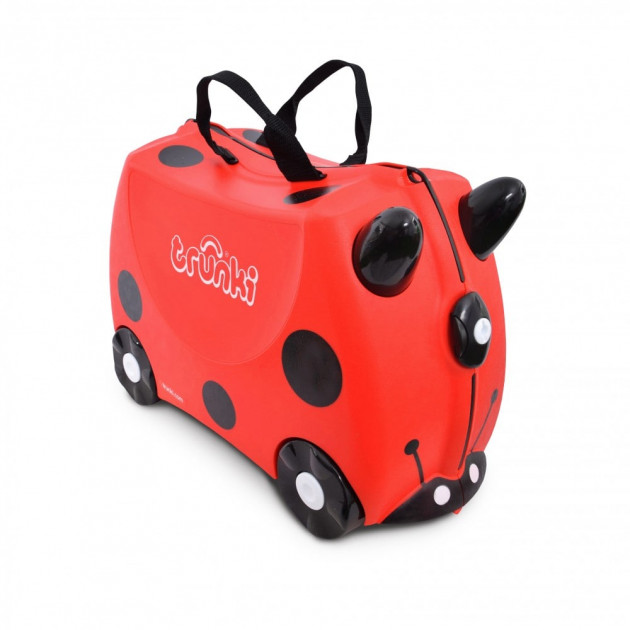 

Детский чемоданчик Trunki Harley Божья коровка на колесиках до 50 кг красный + НАКЛЕЙКИ