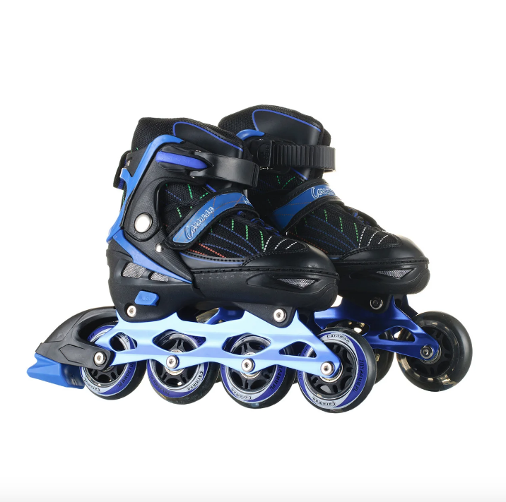 

Роликовые коньки Kiddy Racer детские и женские ролики с полиуретановыми светящимися колесами 70 мм и металлической подвеской Черно-синие