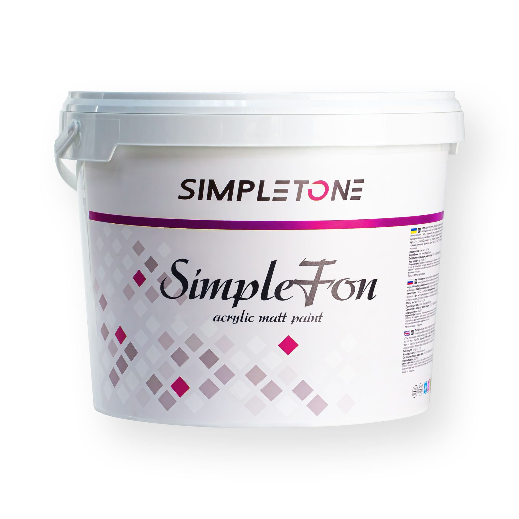 

Матова акрилова фарба SimpleFon - Simpletone - база M (Medium/під тонування у кольори середньої насиченості) - Відро (9л)
