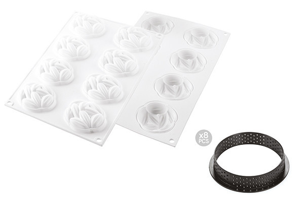 

Набор форм для тарталеток Silikomart Kit Tarte Ring Cocoa 37.5х21х2см/288мл + 8 колец (KIT TARTE RING COCOA D70)