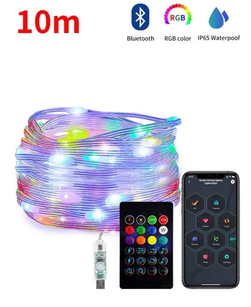 Умная светодиодная гирлянда RGB 10м 100LED для ёлки и новогоднего декора,  управление через телефон Bluetooth – фото, отзывы, характеристики в  интернет-магазине ROZETKA от продавца: B and D | Купить в Украине: Киеве,