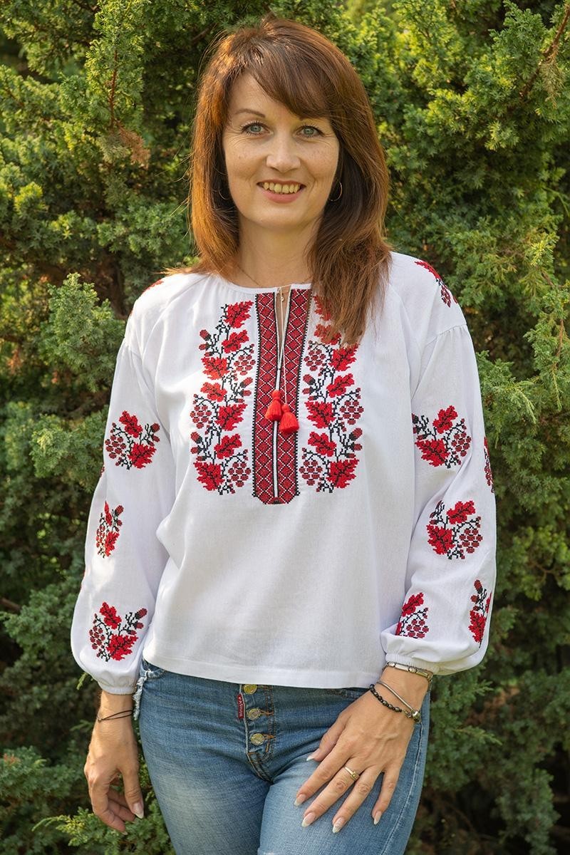 Жіноча вишиванка "Червоний дуб" 48-50 біла (301022193-001) от продавца ...