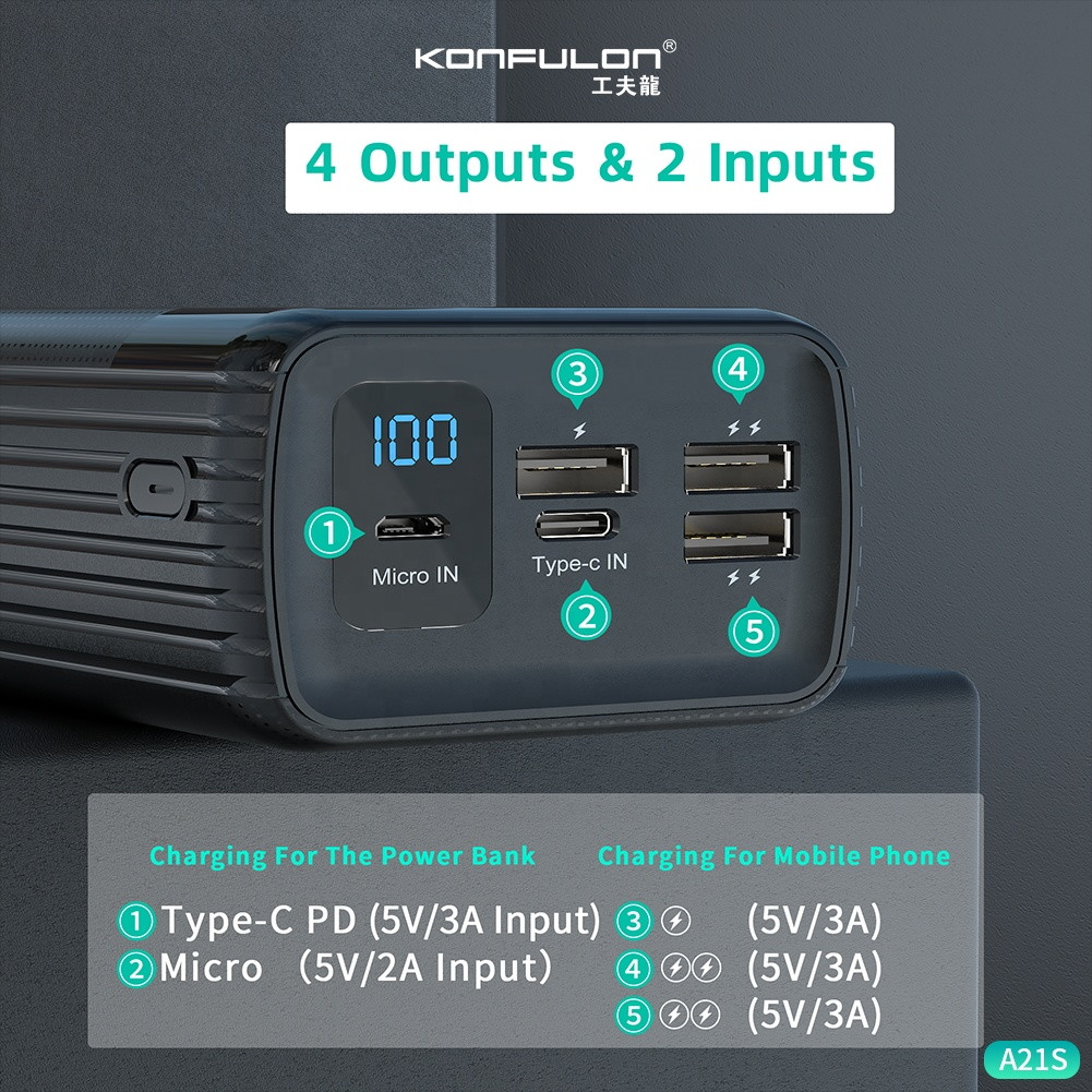 Внешний аккумулятор (Power Bank) Konfulon A21S - купить по выгодным ценам в  интернет-магазине OZON (961194164)