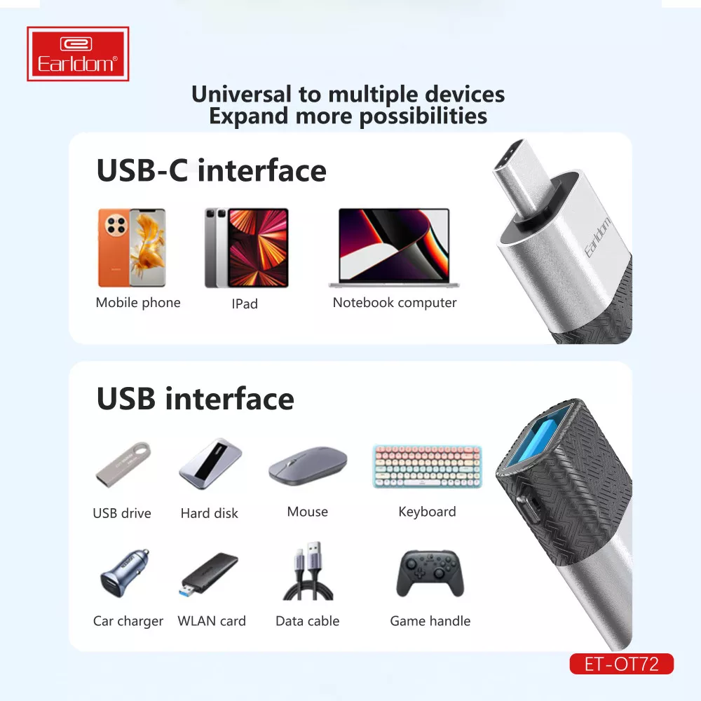 Переходник OTG USB C to USB Earldom ET-OT72 Адаптер для для компьютера с  телефона на флешку Серебристый – фото, отзывы, характеристики в  интернет-магазине ROZETKA от продавца: Meolpotamia | Купить в Украине:  Киеве,