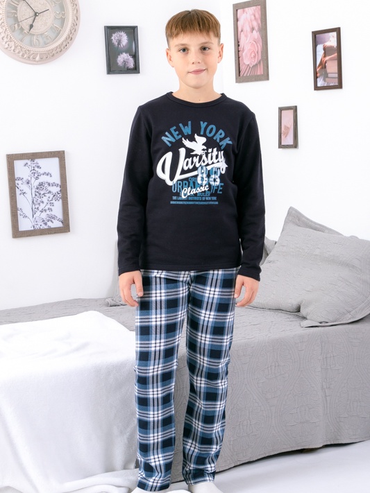 Акція на Піжама дитяча (футболка з довгими рукавами + штани) Носи Своє 6076-024-33-1 152 см Чорно-синя (NEW YORK) (p-4254-139762) від Rozetka