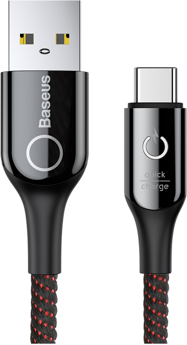 

Кабель Baseus C-Shaped Light Intelligent Power-Off Type-C QC3.0 3A 1 м CATCD-01 Black