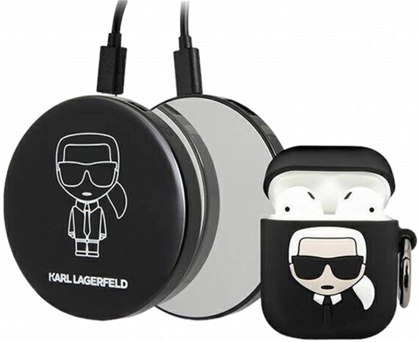 Набір CG Mobile Karl Lagerfeld Ikonik Сase KLBPPBOA2K для AirPods 1 / 2 + Power Bank Black (3700740491546) — фото 2