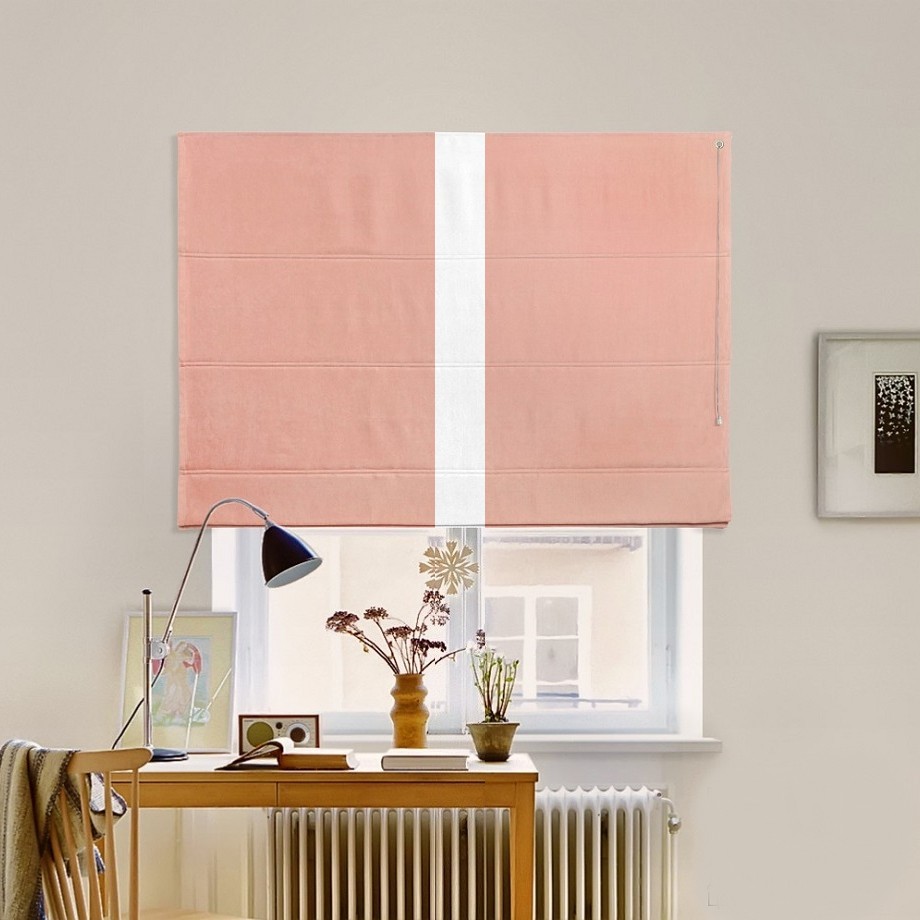 

Римская штора с кантом по центру система Classic InHt Джуси велюр Пудра/Белый 170х160 см