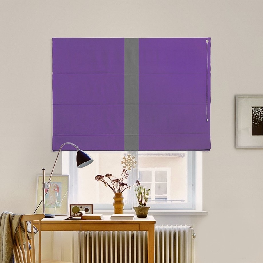 

Римская штора с кантом по центру система Classic InHt Джуси велюр Фиолетовый/Антрацит 40х160 см
