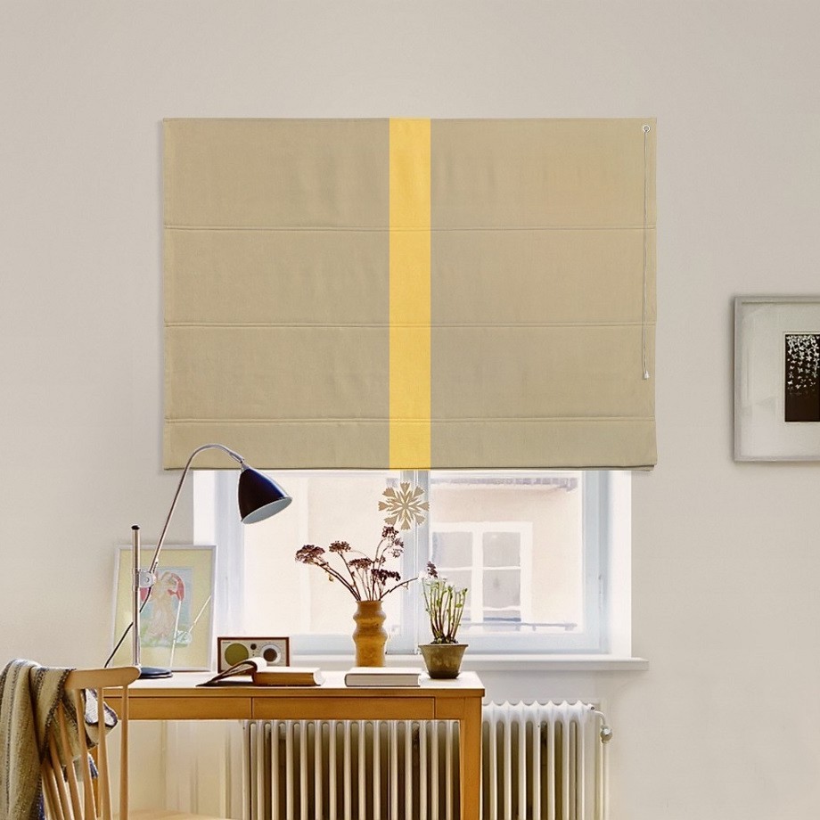 

Римская штора с кантом по центру система Classic InHt Джуси велюр Орех/Желтый 130х160 см
