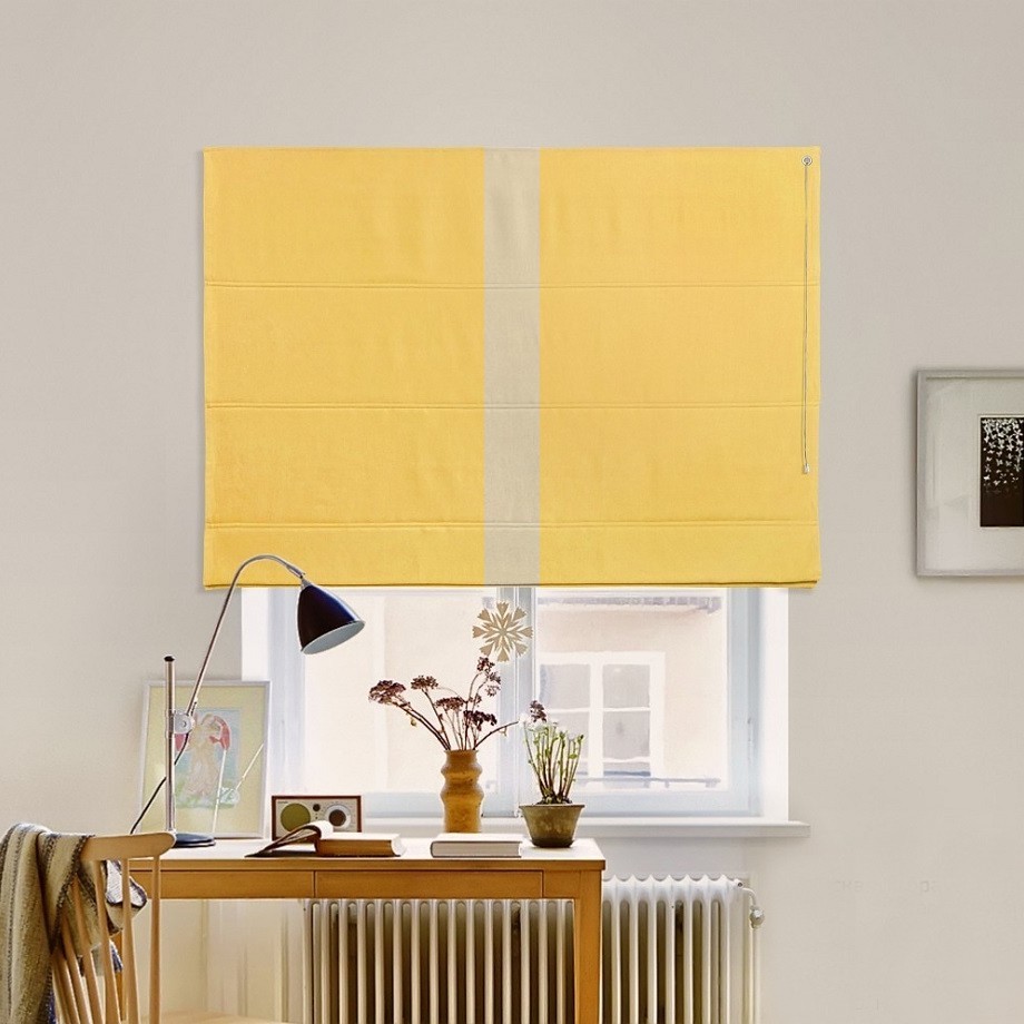 

Римская штора с кантом по центру система Classic InHt Джуси велюр Желтый/Бежевый 180х160 см