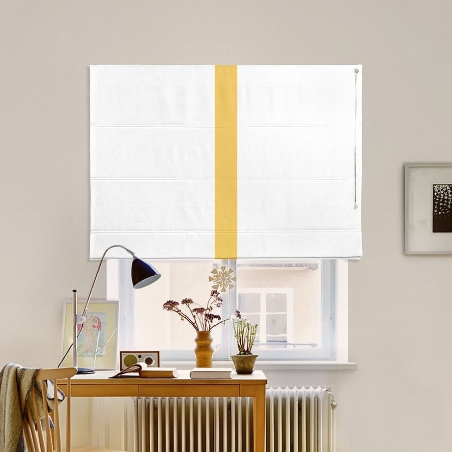 

Римская штора с кантом по центру система Classic InHt Джуси велюр Белый/Желтый 220х160 см