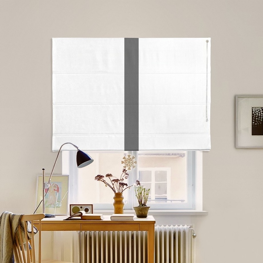 

Римская штора с кантом по центру система Classic InHt Джуси велюр Белый/Антрацит 100х160 см