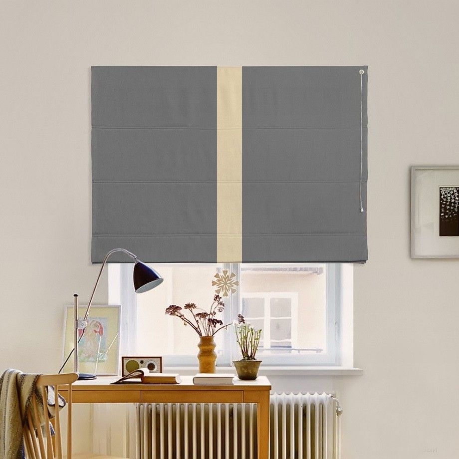 

Римская штора с кантом по центру система Classic InHt Джуси велюр Антрацит/Бежевый 70х160 см