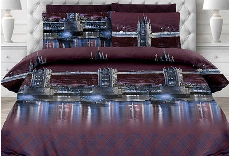Постельное белье Novita. Бязь премиум 6638/1 Ночной город-Двуспальный ...