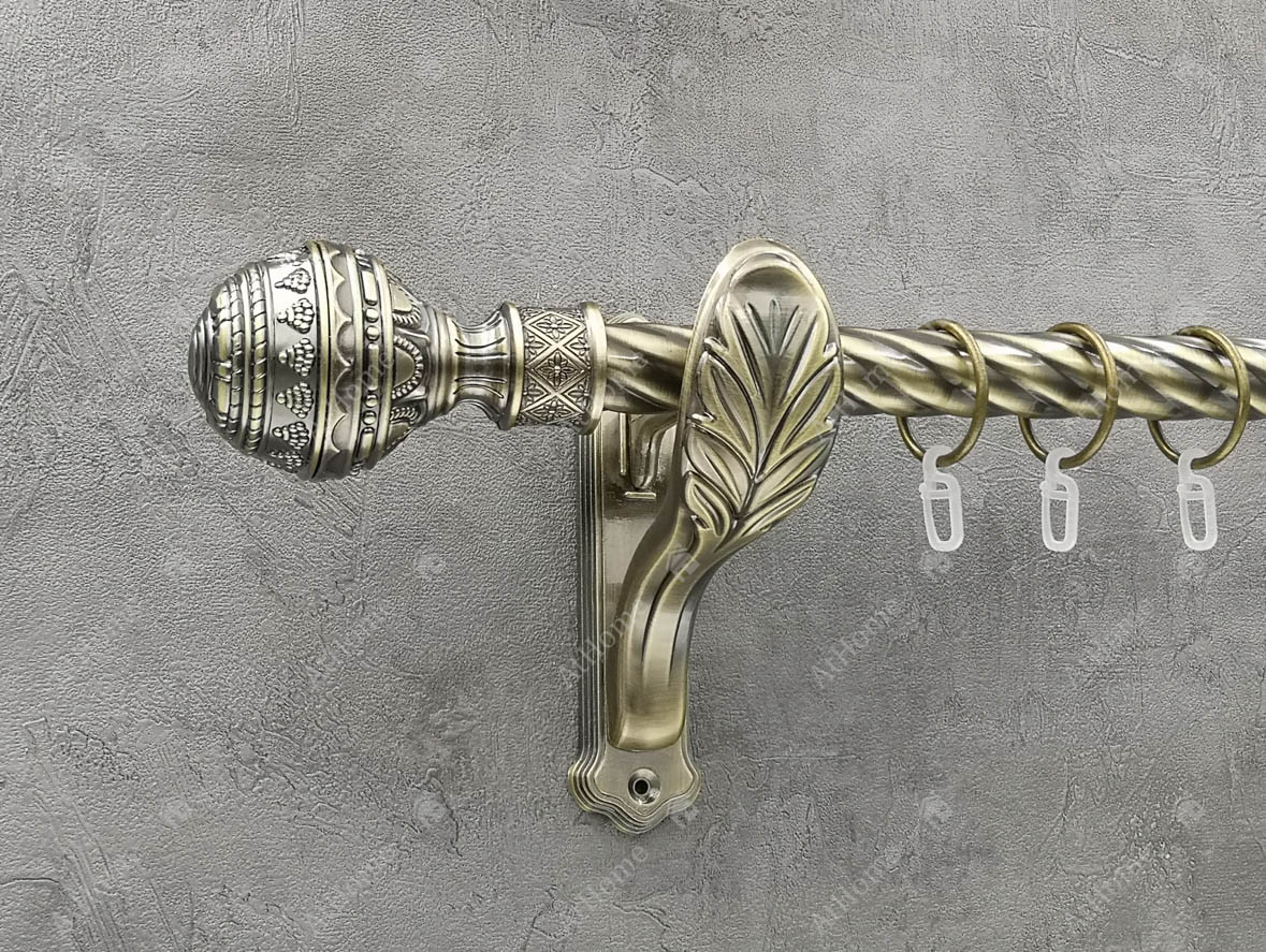 

Карниз Quadrum Арабеска 400 см одинарный ретро Антик 25 мм витая (кольца с крючками)