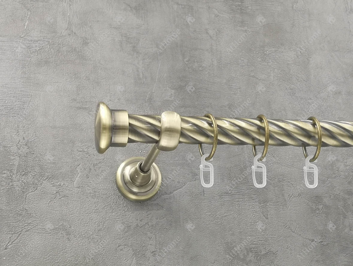 

Карниз Quadrum Дуо 240 см одинарный Антик 25 мм витая (кольца с крючками)