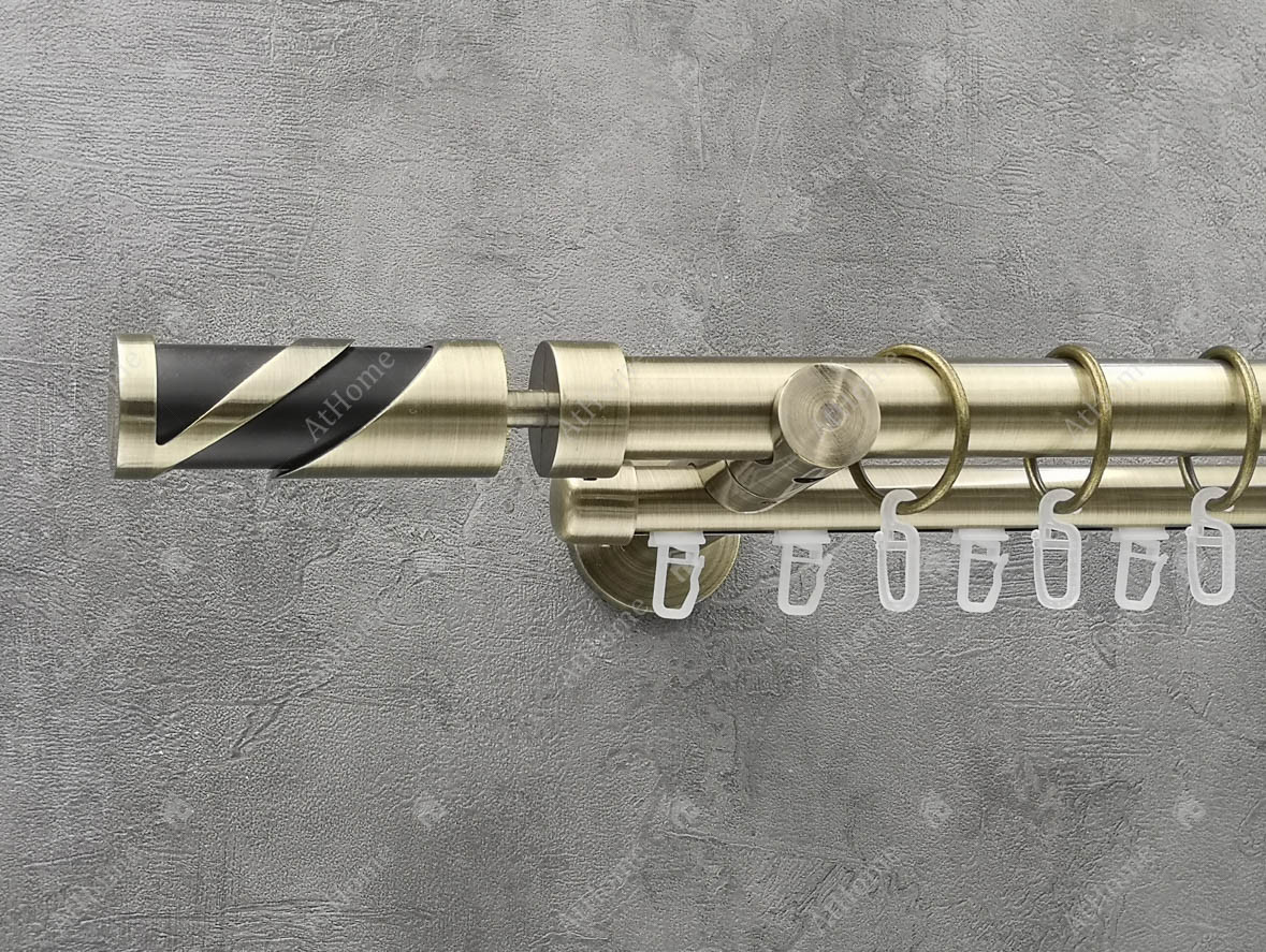 

Карниз Quadrum Сиена 400 см двойной универсальный Антик 25/19 мм гладкая/импрессионная (кольца с крючками)