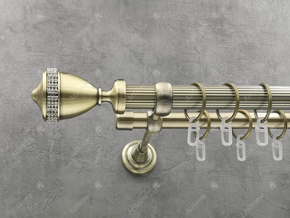 

Карниз Quadrum Етерния 240 см двойной Антик 25/19 мм рифленая (кольца с крючками)