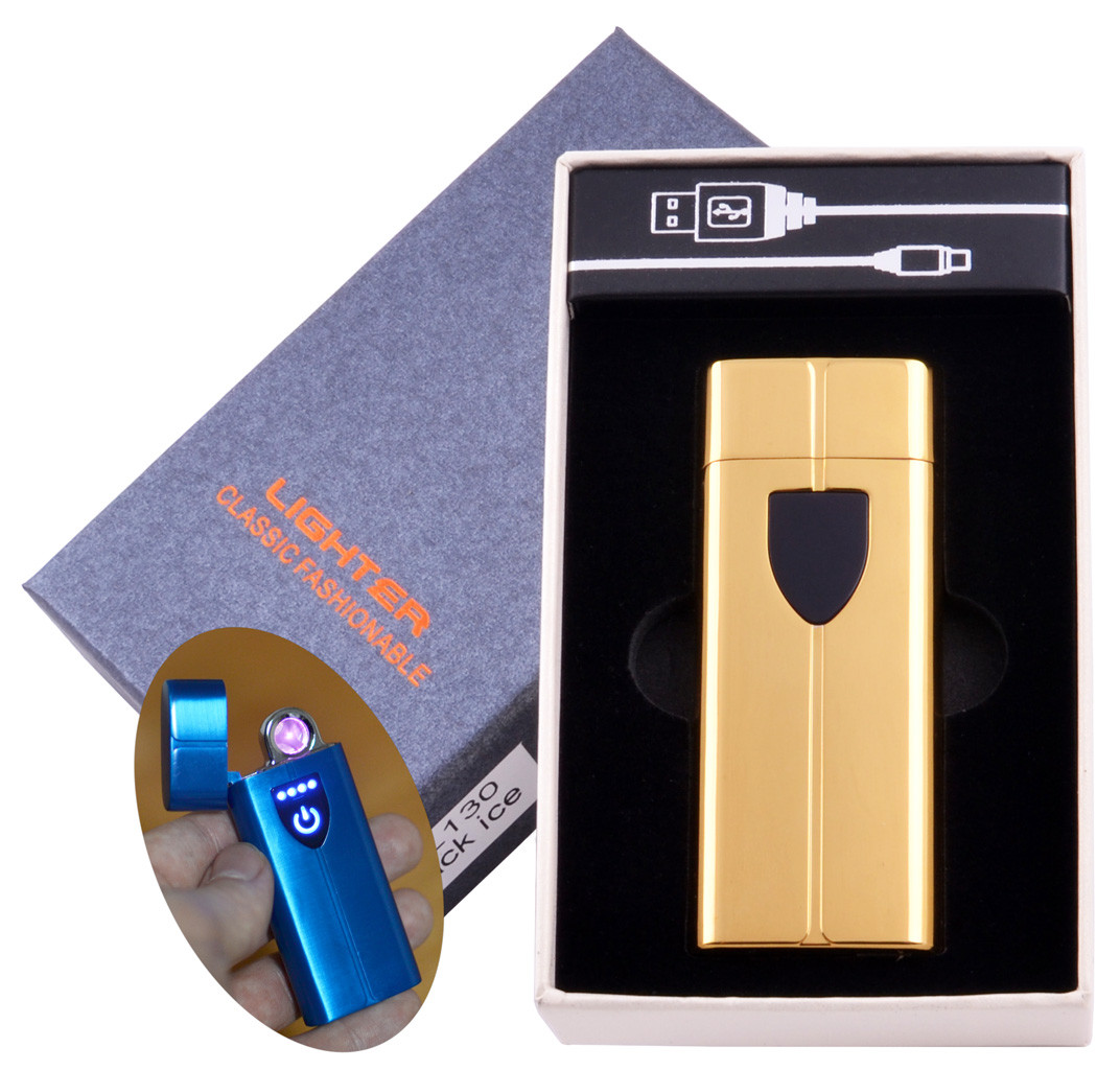 

Электроимпульсная зажигалка в подарочной коробке Lighter Premium Gold