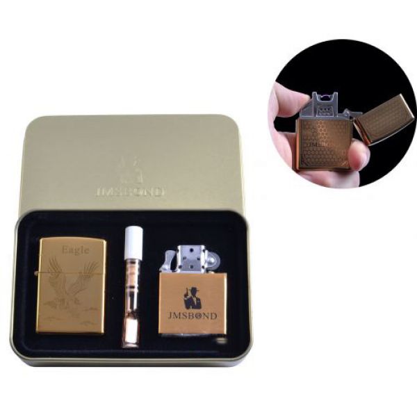 

Электроимпульсная (USB) + бензиновая зажигалки в подарочной коробке + мундштук "Eagle" Набор