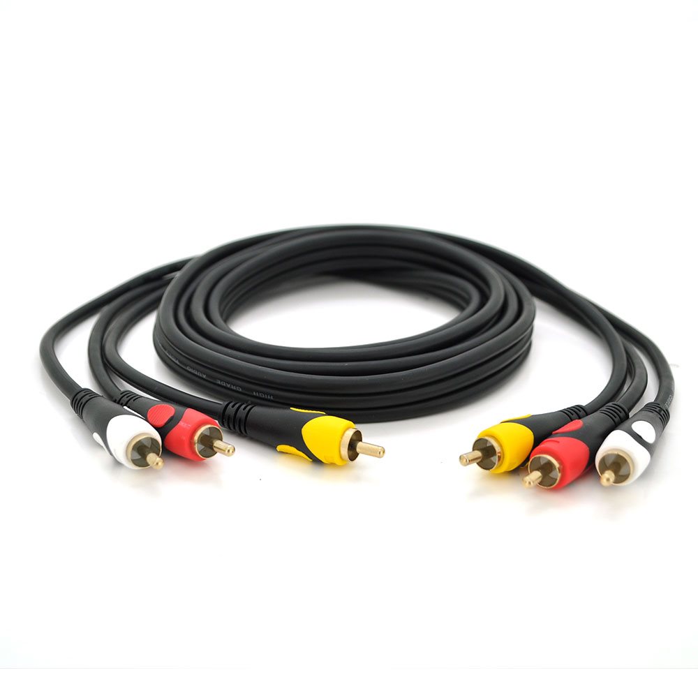 Кабель Audio-Video 3хRCA (папа) => 3хRCA (папа), CCA connector, круглий ...
