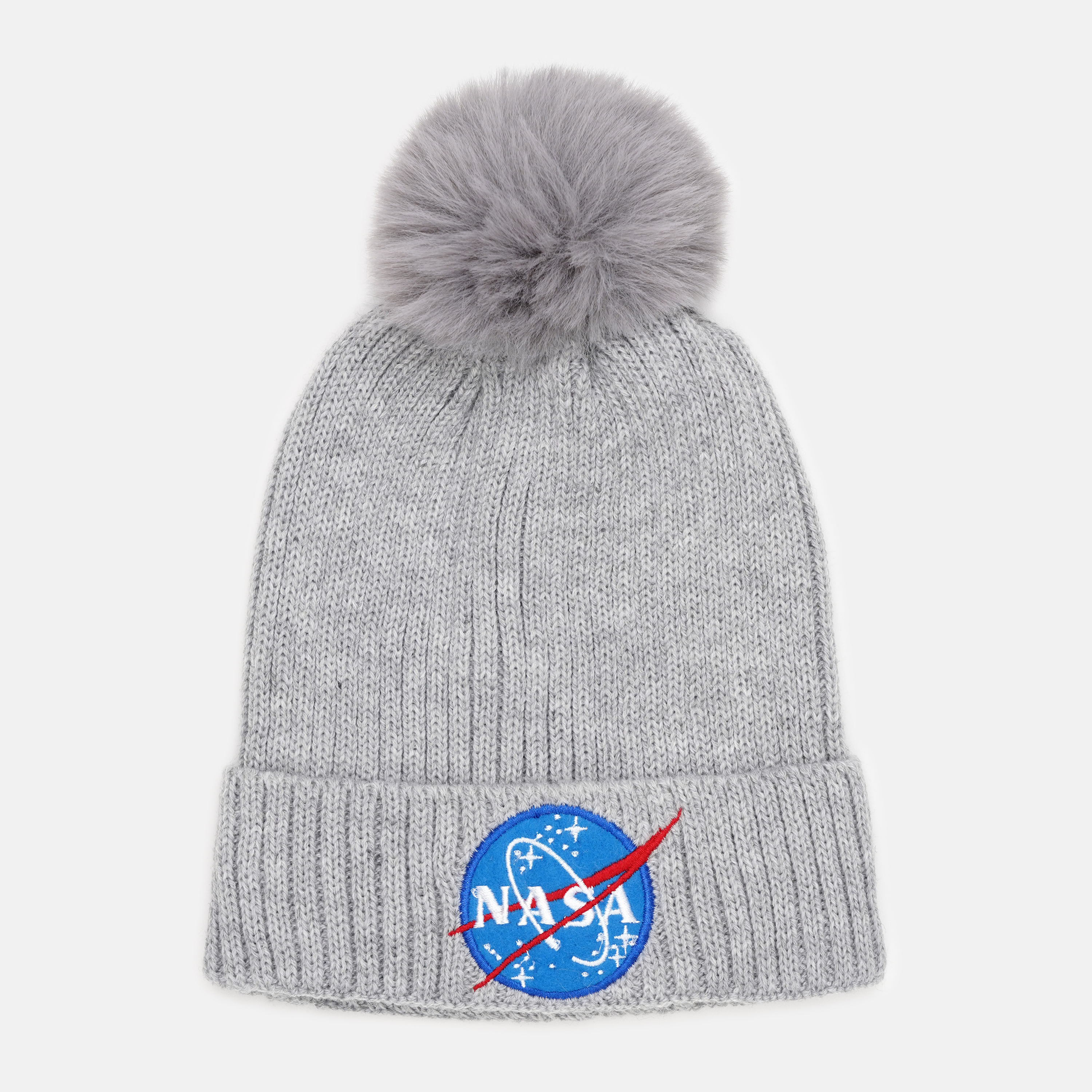 Акція на Дитяча зимова шапка-біні з помпоном для дівчинки Disney Nasa NASA 52 39 049 54 см Сіра від Rozetka