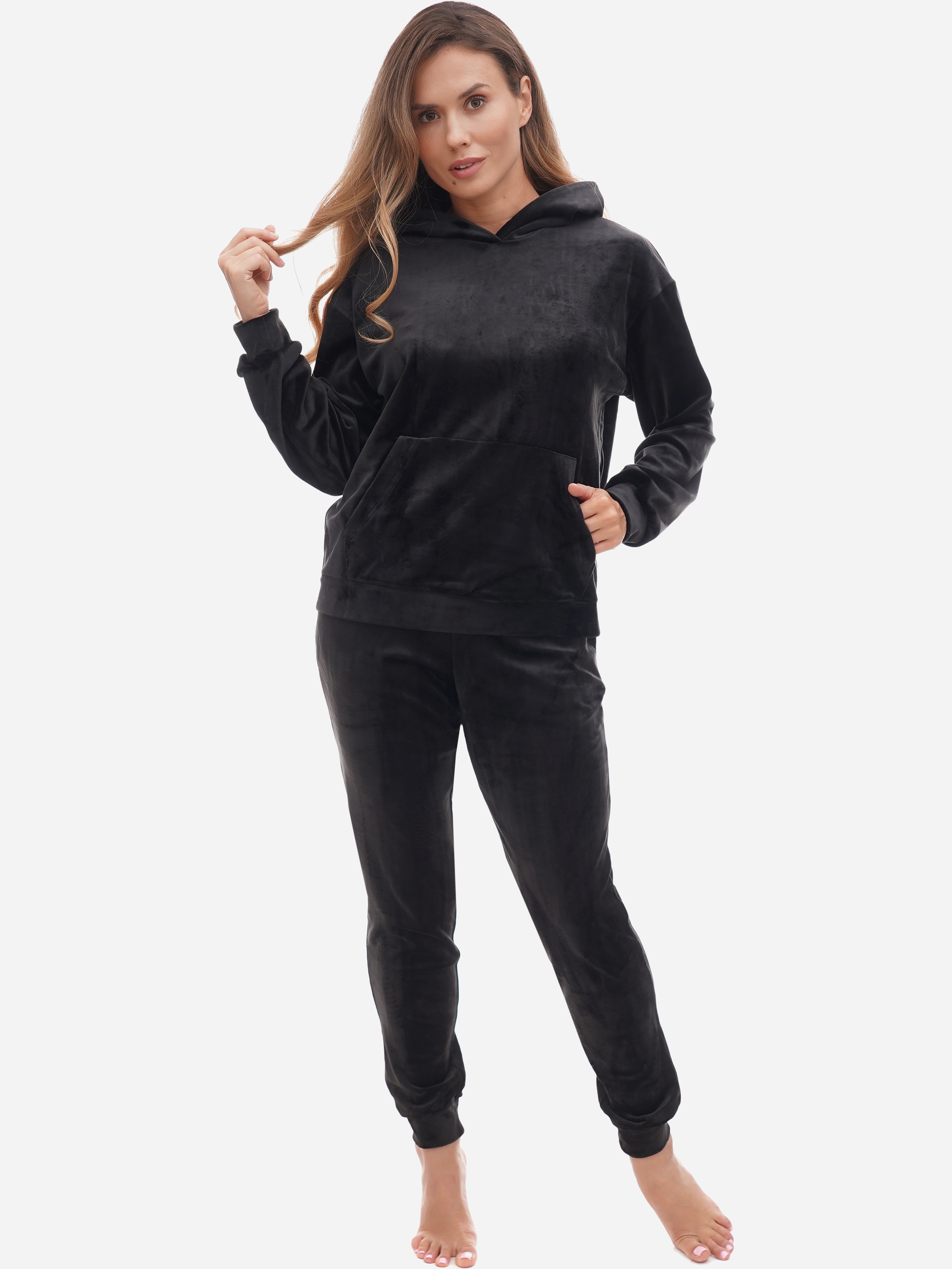 Акція на Піжама (худі + штани) жіноча Martelle Lingerie М-318 42 (XL) Чорна від Rozetka