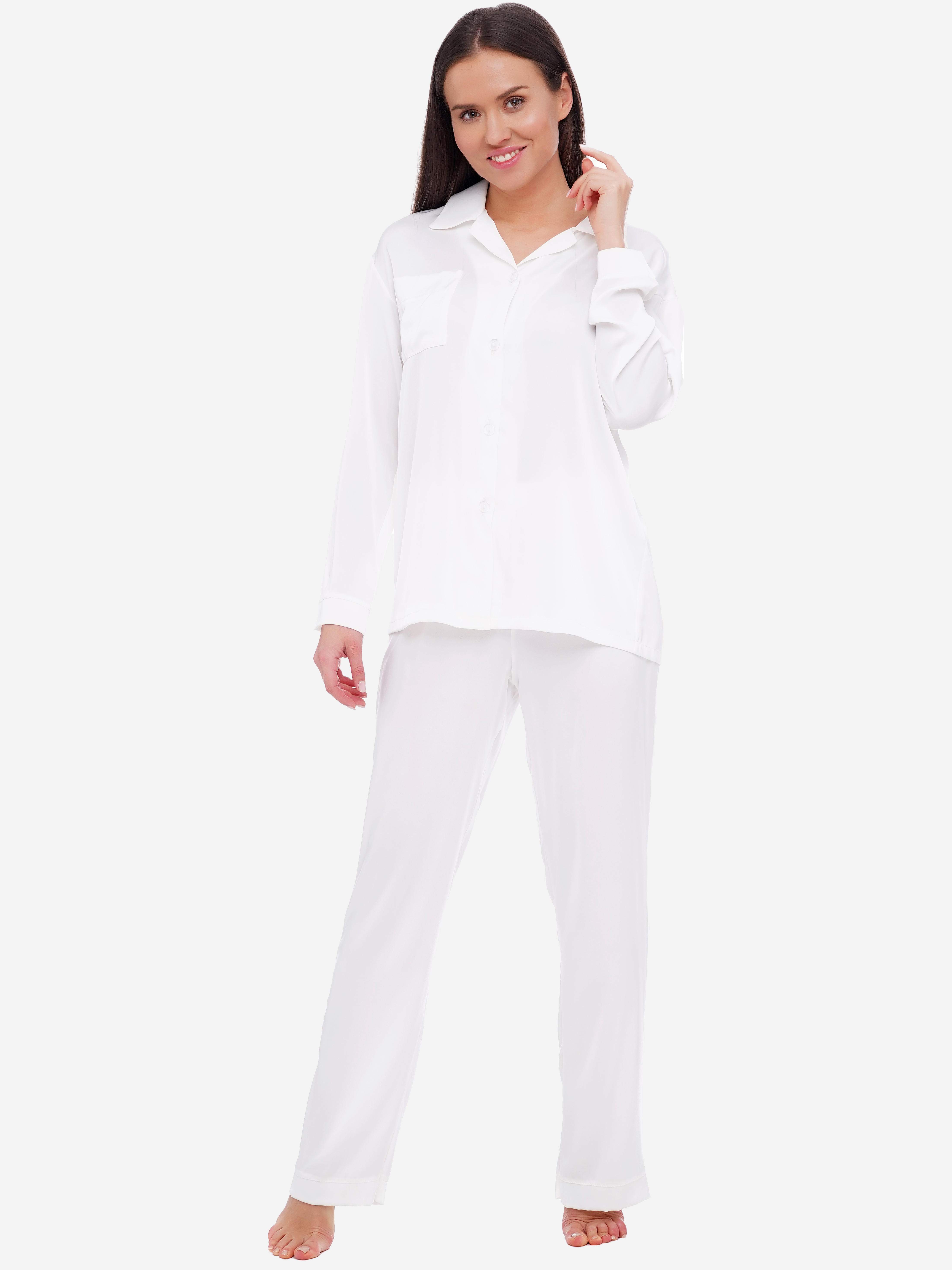 Акція на Піжама (сорочка + штани) жіноча Martelle Lingerie М-312 шовк 36 (S) Молочна від Rozetka