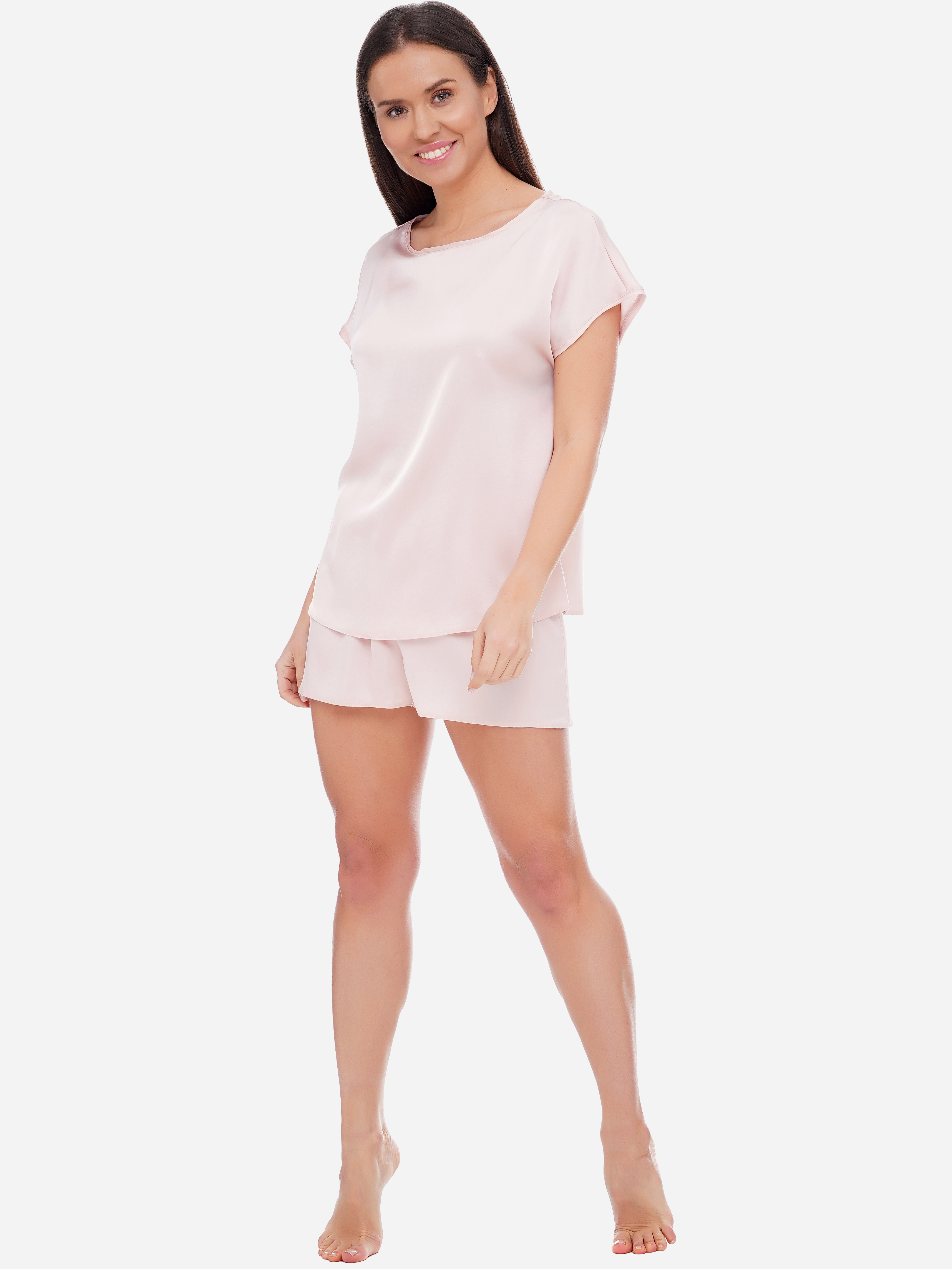 Акція на Піжама (футболка + шорти) жіноча Martelle Lingerie М-311 шовк 44 (XXL) Рожева пудра від Rozetka