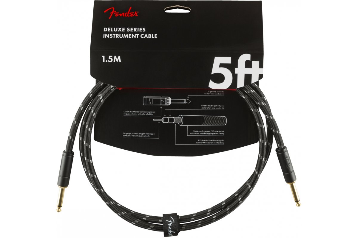 

Кабель инструментальный Fender CABLE DELUXE SERIES 5' BLACK TWEED