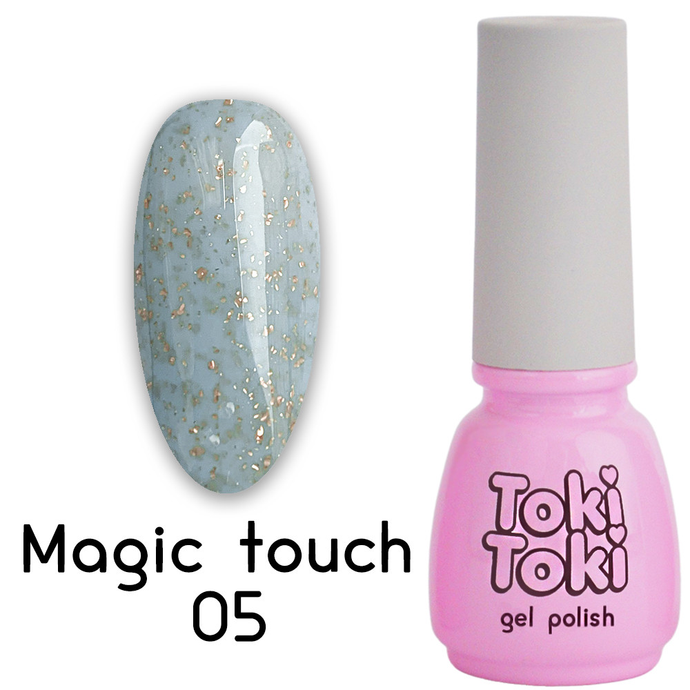 Гель-лак Toki Toki Magic touch MG05, 5 мл, серый с золотой поталью от ...