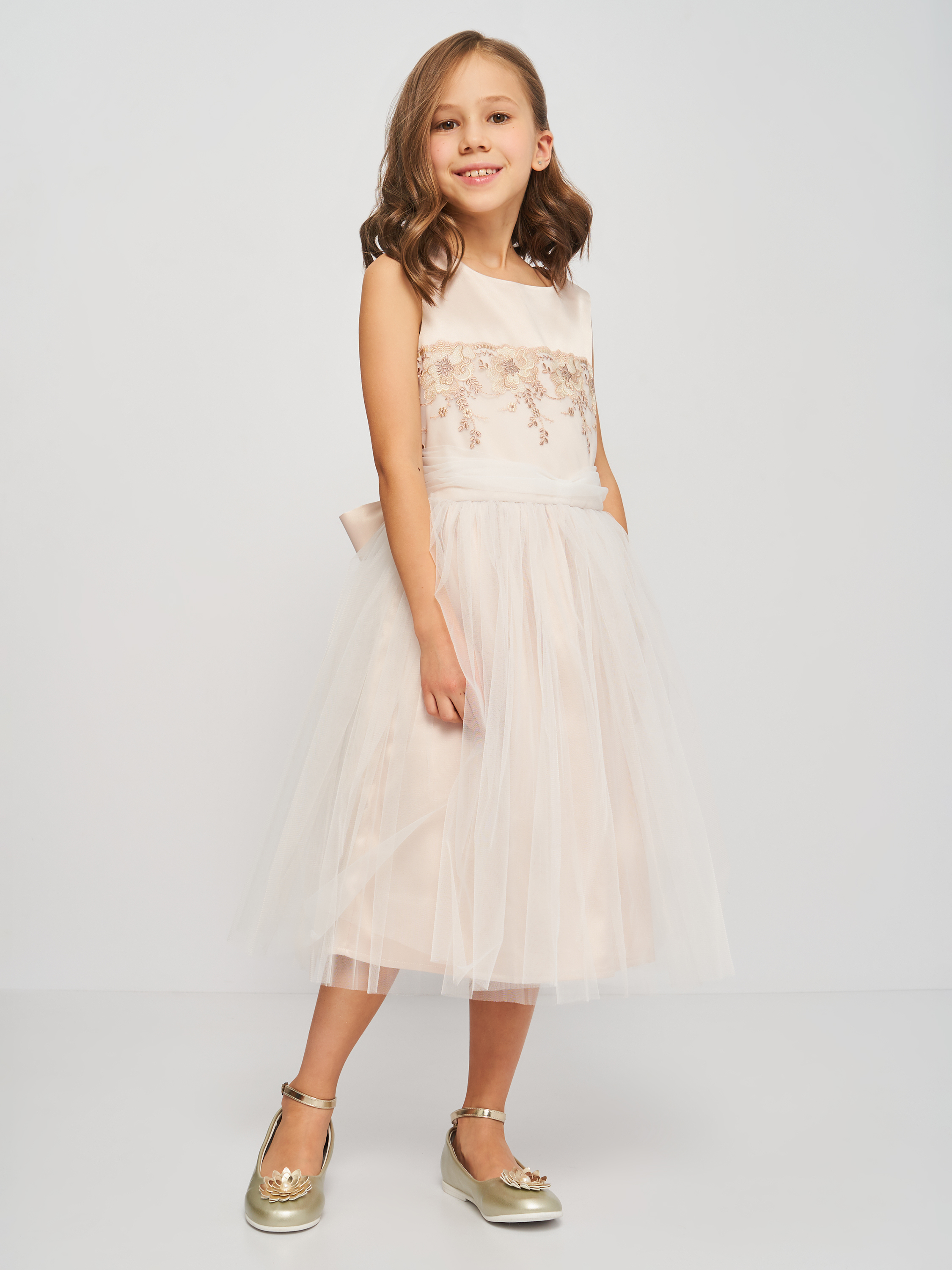 Акція на Дитяча святкова фатинова сукня для дівчинки Sasha 4336/15 116 см Капучино від Rozetka