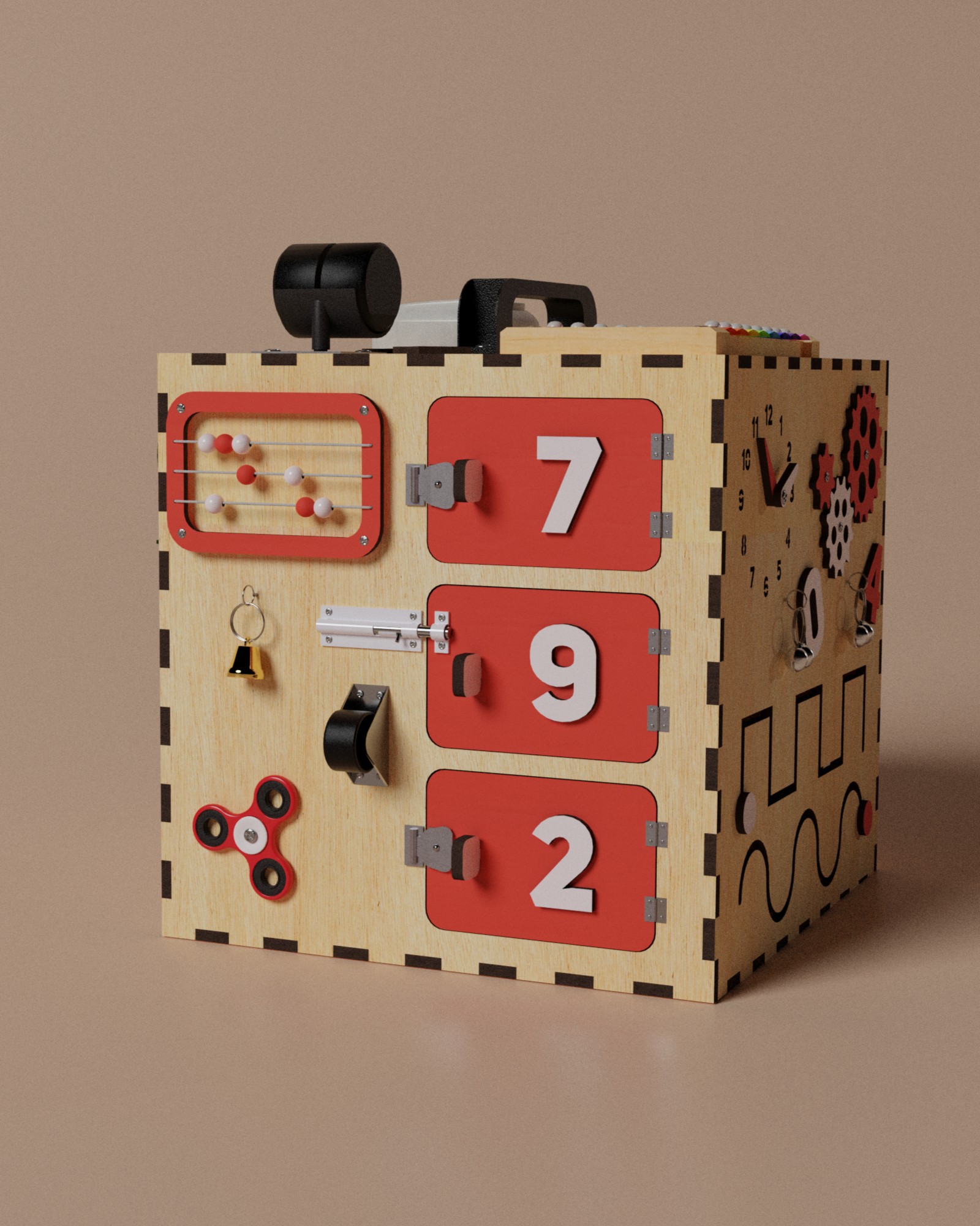 Бизикуб TinyHands 30х30х30 развивающий бизиборд куб Red-White – фото ...