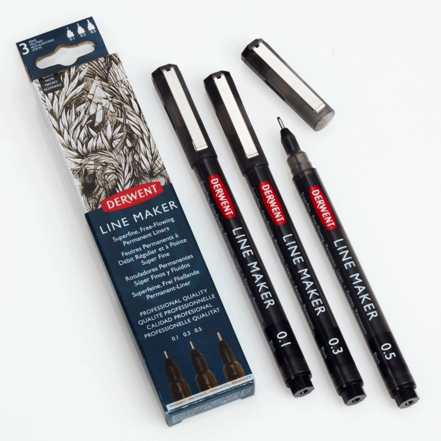 

Набор линеров черных 3шт. Derwent Line Marker Black