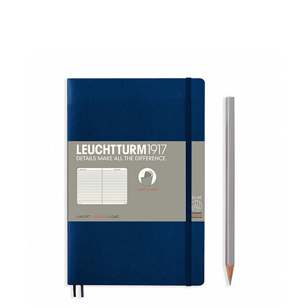 

Блокнот Leuchtturm1917 М'яка обкладинка Paperback B6 (12,5х19 см) Темно-синій Лінія (358317)