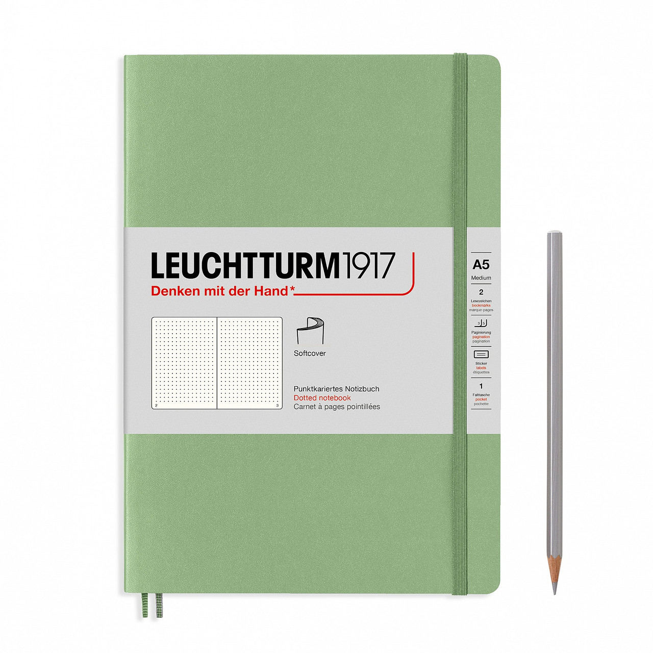 

Блокнот Leuchtturm1917 Muted Colours Середній А5 (14,5х21 см) М'яка обкладинка Sage Крапка (361592)