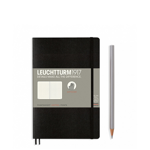 

Блокнот Leuchtturm1917 М'яка обкладинка Paperback B6 (12,5х19 см) Чорний Крапка (358291)