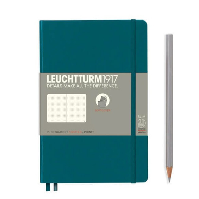 

Блокнот Leuchtturm1917 М'яка обкладинка Paperback B6 (12,5х19 см) Тихоокеанський зелений Лінія (359678)